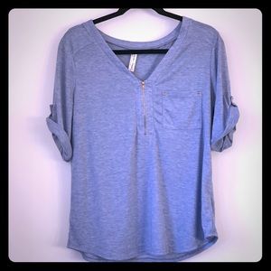 3/4 length sleeve casual blue top